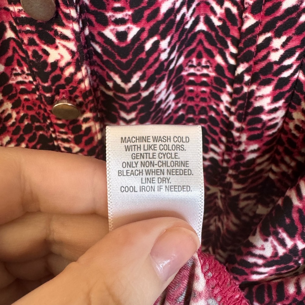 Dress Barn Pink/Black/White Button Blouse 3/4 Sleeve - Picture 8 of 8